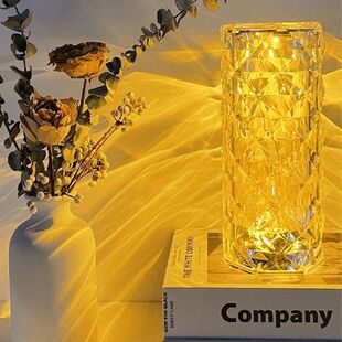 LED Crystal Table Lamp Romantic Rose Light Projector 3/16