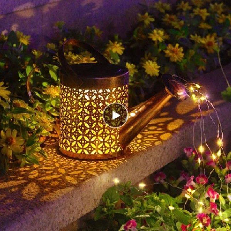 solar led watering can light garden decoration fairy light