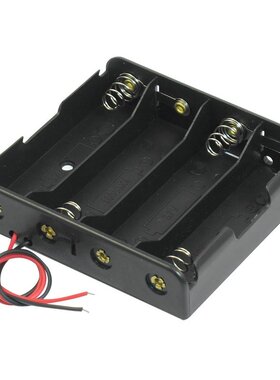 Black 4 x 3.7V 18650 Pointed Tip Battery Holder Case Wire Le