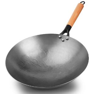 34CM Chinese Woks Cast Iron Pot Uncoated Non Stick Wok