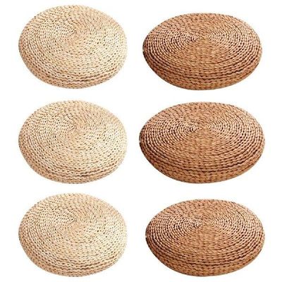 Natural Straw Round Cushion Floor Pouf Meditation Yoga
