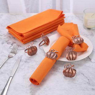 6Pcs Polyester Napkins Rings & Cloth Napkins