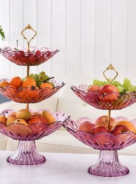 2/3 Tiers Plastic Plate Fruit Bowls Decorative Party