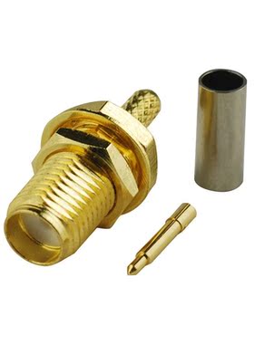 2Pcs RP SMA Female Bulkhead Nut RF Connector SMA AdapterGold