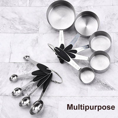 10Pcs Stainless Steel Silicone Stackable Measuring Cups and