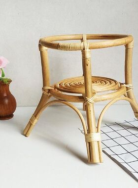 Woven Rattan Plant Stand Rack Flower Pot Holder Indoor