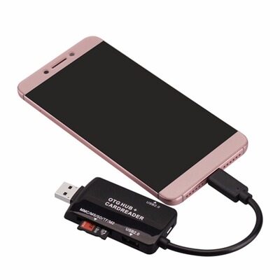 OTG 2 Port USB2.0 HUB With Secure Memory Card/TF/MS/MMC/M2 C