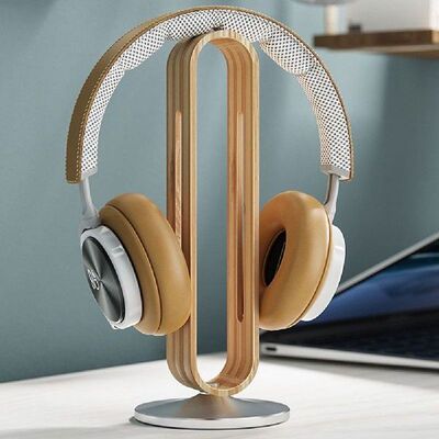 Bamboo Wood Aluminum Headphone Stand Gaming Headset