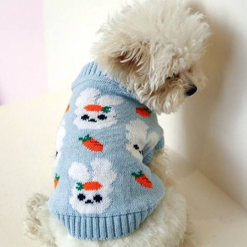 Cartoon Dog Sweaters Kawaii Rabbit Print Dog Clothes Teddy
