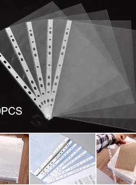 100Pcs A4 11 Holes Loose Leaf Docuts Sheet Protectors Plasti