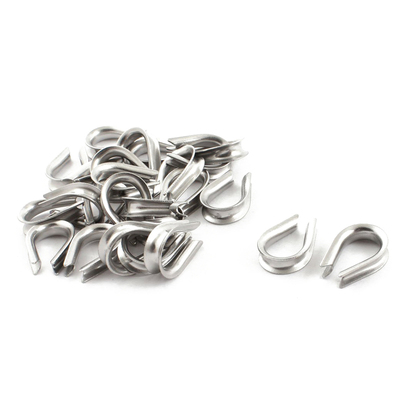 4mm Wire Rope Cable Thimbles Silver Tone 25 Pcs