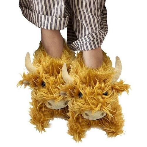 Highland Cow Slippers Anti-Slip Plush Scottish Cow Slippers