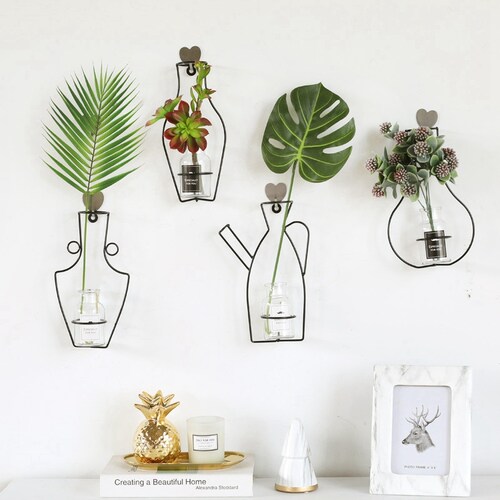 Hot Metal Plant Holder Retro Iron Line Table Flowers Vases