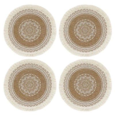4pcs Table Mat Home Decoration Dining Room With Tassel Non