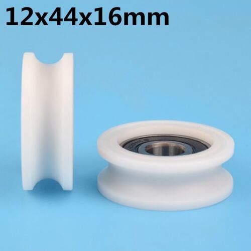 1Pcs 12x44x16 mm U groove Nylon Plastic Wheel With Bearings