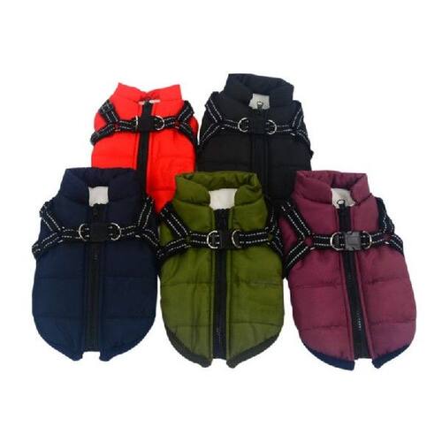 Pet Dog Jacket With Harness Windproof Winter Pet Dog Padded