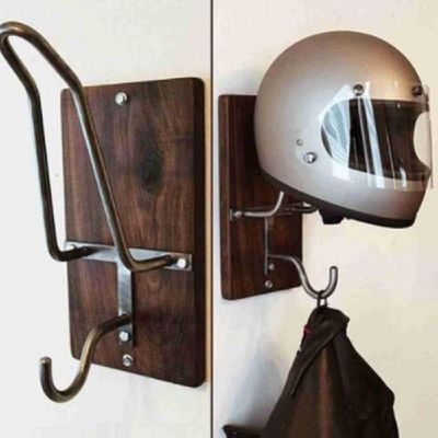 Creative Wooden Steel Motorcycle Helmet Holder Hook Jacket