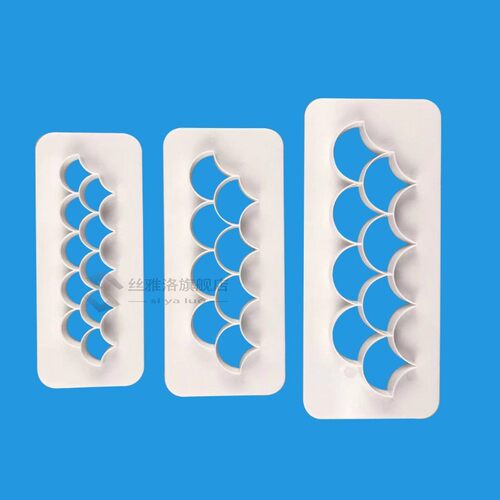 3pc Fish Scale Geometric Cookie Cutter Embosser Fondant Bisc