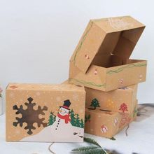 12Pcs Christmas Cookie Box Kraft Paper Candy Gift Boxes