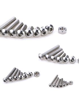 170Pcs M4 Hex Drive Button Head Socket Cap Bolts Screws Nuts