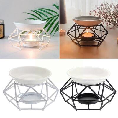 Metal Aromatic Oil Geometric Ceramic Essential Lamp Wax