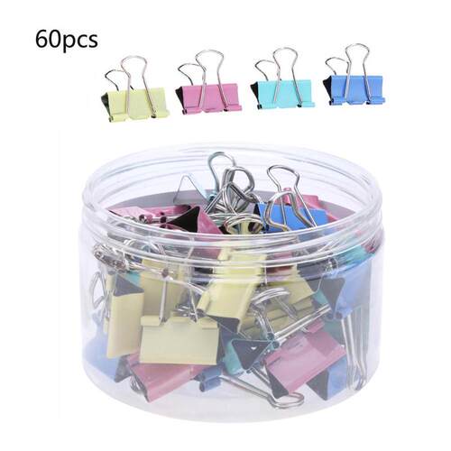 60PCS/lot 15mm Colorful Metal Binder Clips Office Stationery