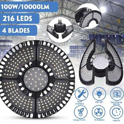 Aluminum UFO LED Garage Lights 100W 10000LM Deformable