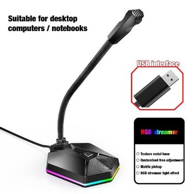 Rgb Illuminated Usb Mic Driver-free Voice Microphone 360&deg
