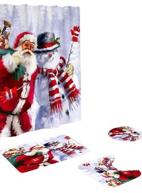 Merry Christmas Santa Bathroom Rug Set Bathroom Mat Rug
