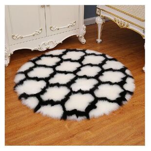 Fluffy Round Rug Artificial Sheepskin Rug Home Decor Soft