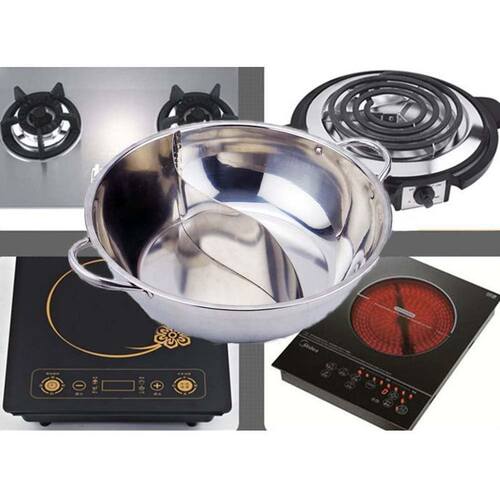Hot 28cm Hot Pot Twin Divided Stainless Steel Cookware Hot