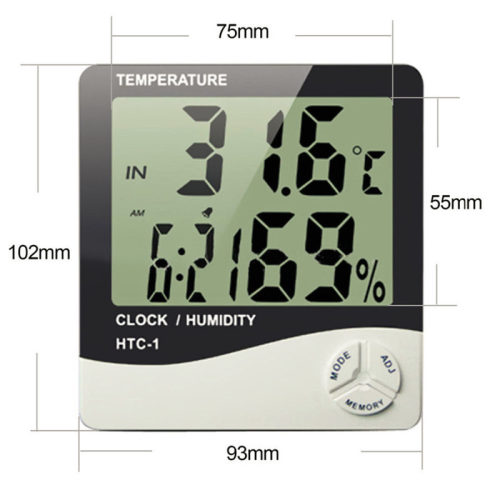 Humidity Meter Room LCD Weather Station Alarm Clock HTC-1