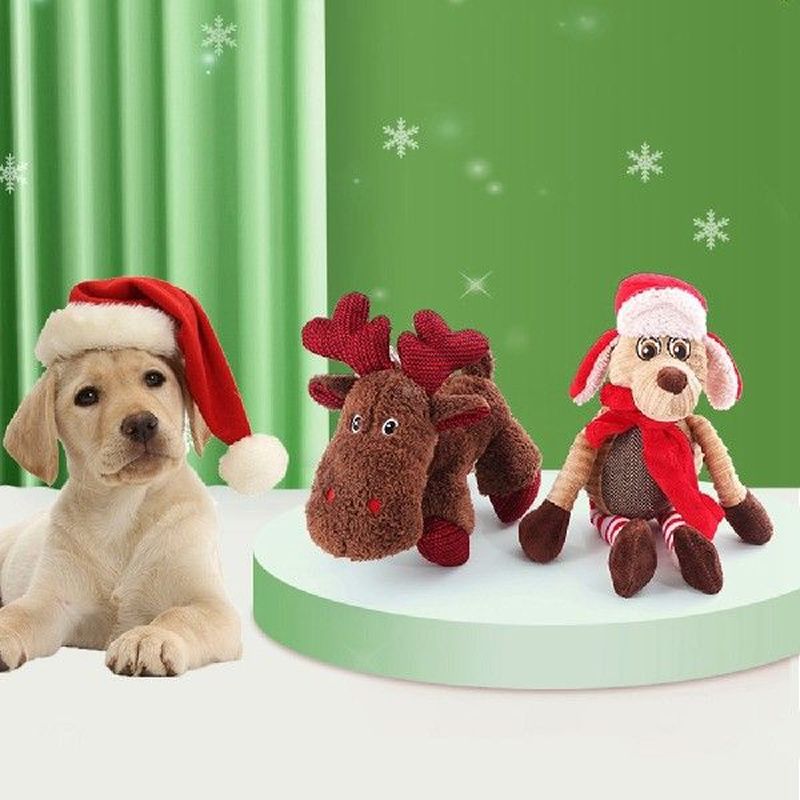 squeaky plush dog toys for puppy durable stuffed elk puppy