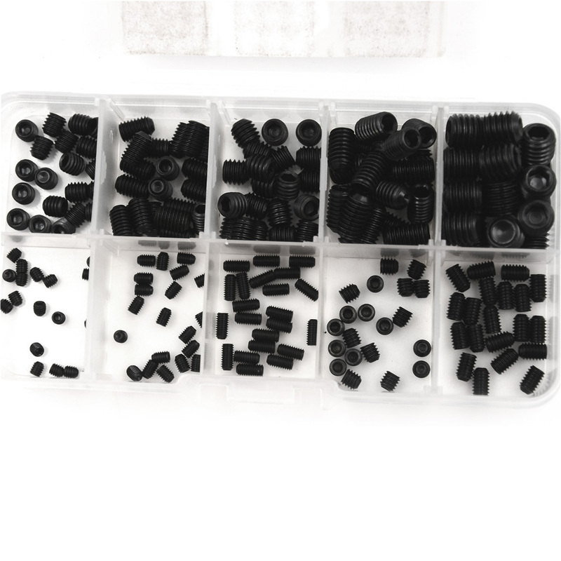 200Pcs M3/4/5/6/8/10 Mix Carbon Steel Metric Thread Grub Scr
