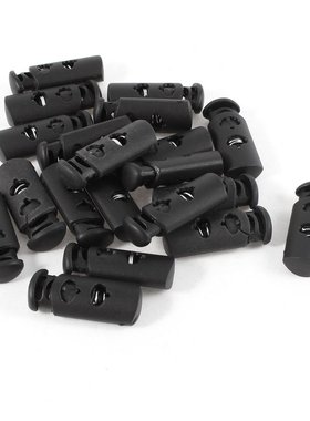 Plasctic  Cord Locks Lanyard Luggage Stopper 20 Pcs Black