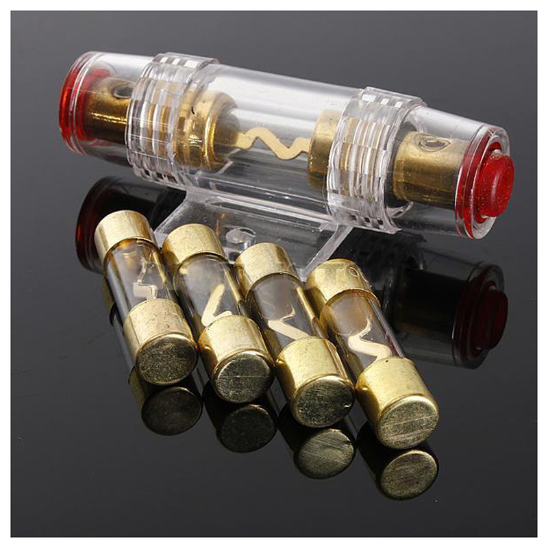 Audio Refit Clear AGU Fuse Holder 4 / 8 Gauge Wire + 4 Pack