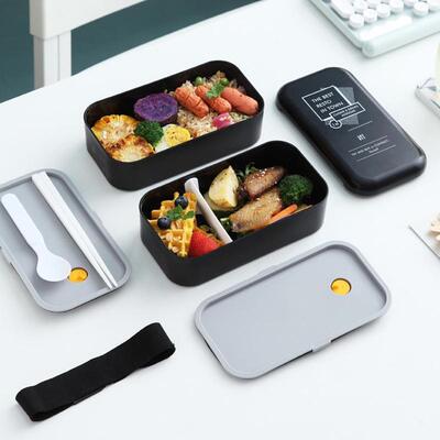 1 Set Microwave Lunch Box Portable 2 Layer Food Container