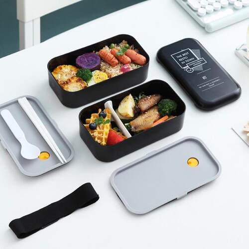 1 Set Microwave Lunch Box Portable 2 Layer Food Container