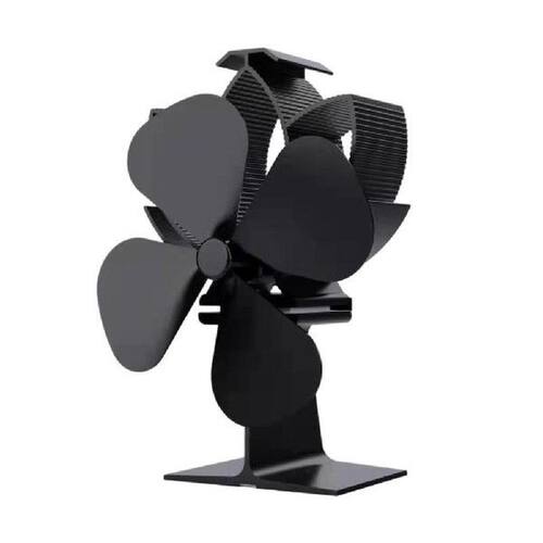 4-Blade Heat Powered Stove Fan Silent Operation Fireplace