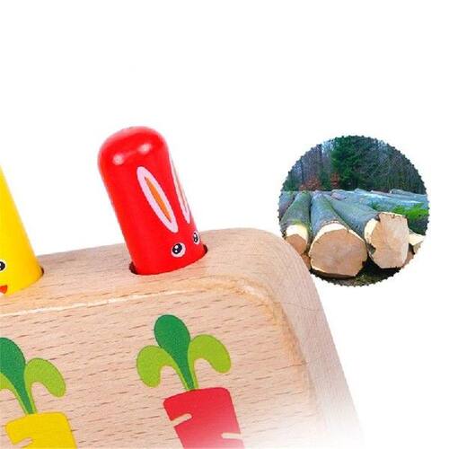 Wood Rabbit Pop_up Toy Tap Bounce Stick Baby Kids Education