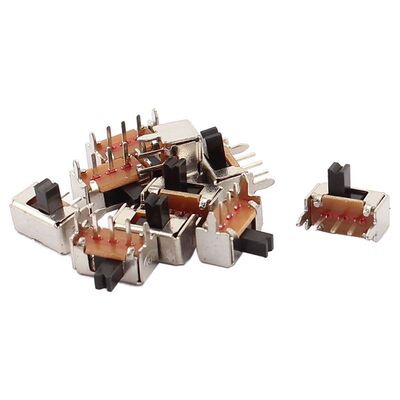 10 Pcs ON/OFF 2 Position 3 Poles SPDT Right Angle PCB Slide