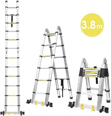 Portable Telescopic Ladder 3.8M Foldable Non-slip Aluminum