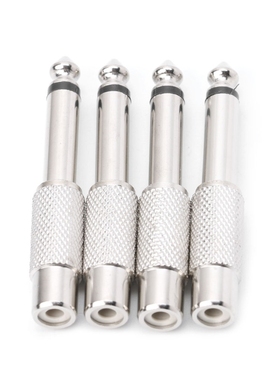4Pcs RCA Phono Socket to 6.35mm Mono Jack Plug Nickel Platin