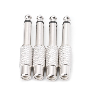 4Pcs RCA Phono Socket to 6.35mm Mono Jack Plug Nickel Platin