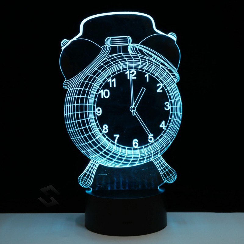 Alarm Clock Shape 3D Visual LED Night Lights for Kids 7 Colo