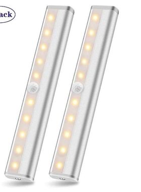 2 Pcs PIR LED Motion Sensor Light Cupboard Wardrobe Bed Lamp