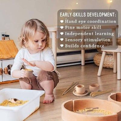 Wooden Sensory Cooking Set Play House Toy Cookware with