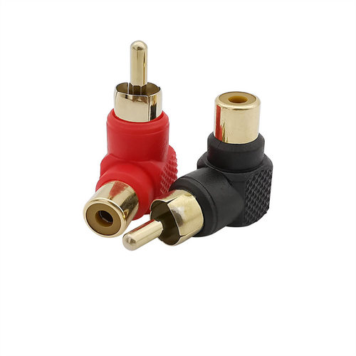 2Pcs Right Angle RCA Male to Female Connector 90 Degree Elbo