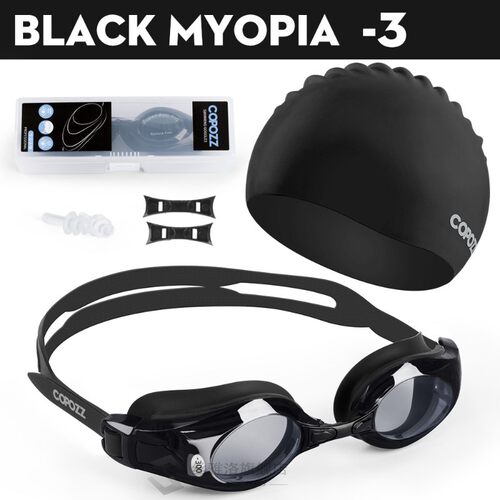 Myopia Swimming Goggles Silicone Cap Ear  Suit Waterproof Sw