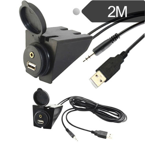 Car Boat Dash Flush Mount USB 3.5mm 1/8 Aux Extension Cable